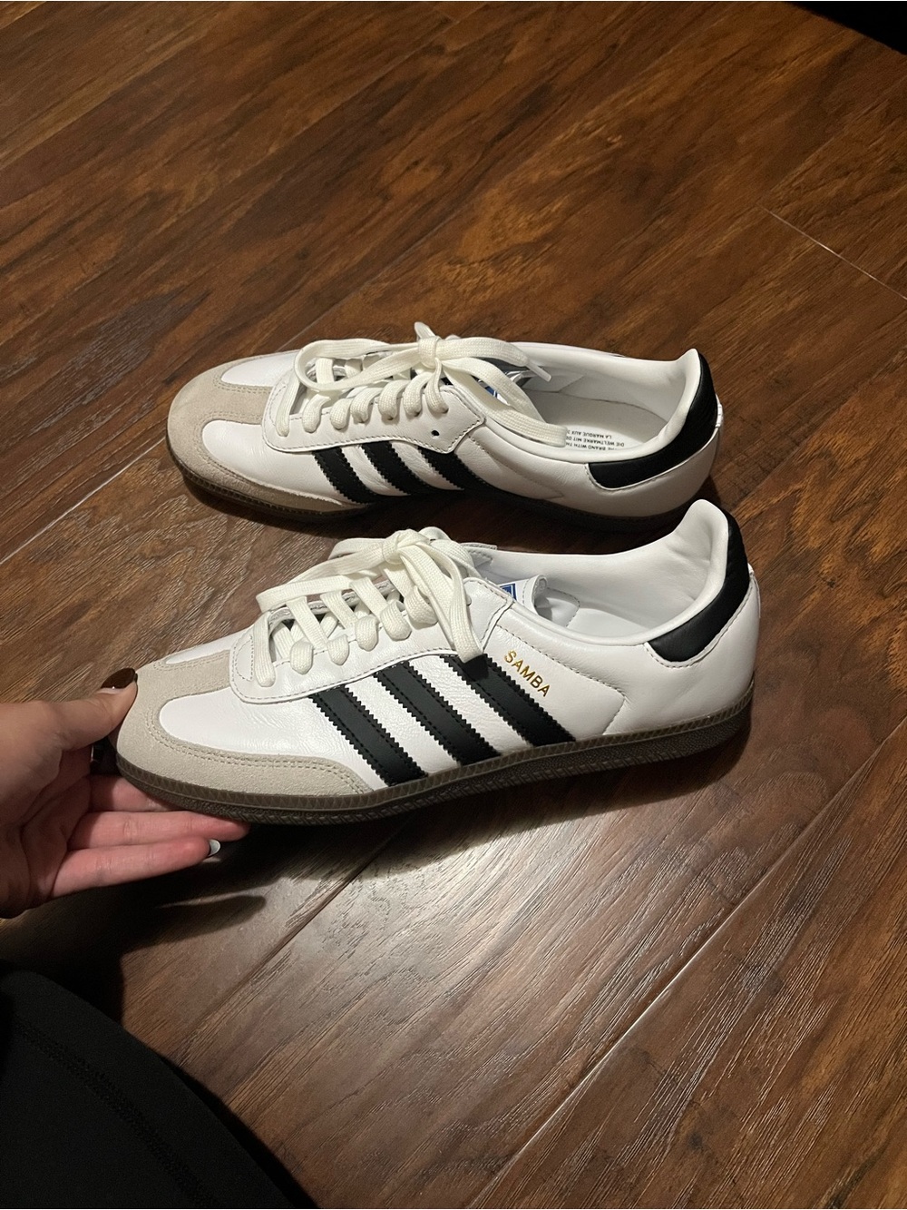 adidas Samba White Leather Sneakers with Black Stripes